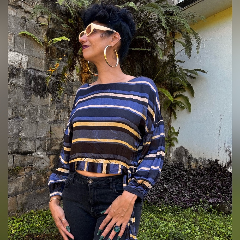 Vintage Zara Basic Collection Stripe Multicolor S… - image 4